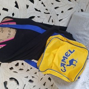 Vintage Camel Smokes Squared Yellow Blue Crossbody Bag Shoulder Bag